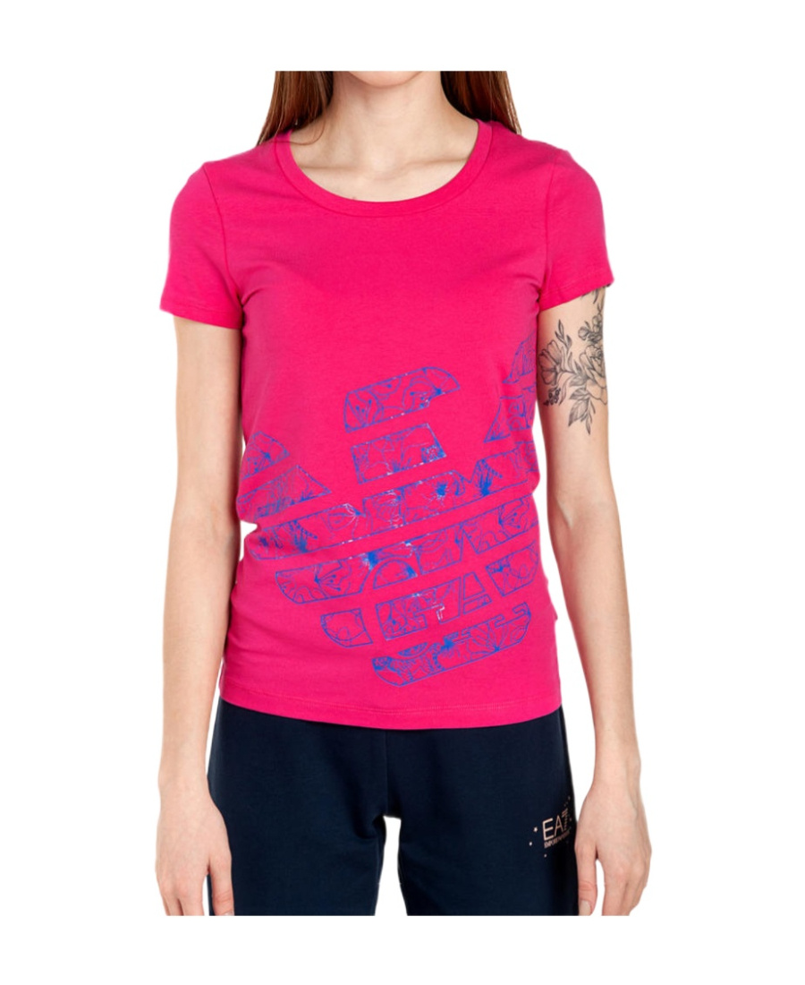 Ea7 T-shirt With Round Neck And Short Sleeves In Pink