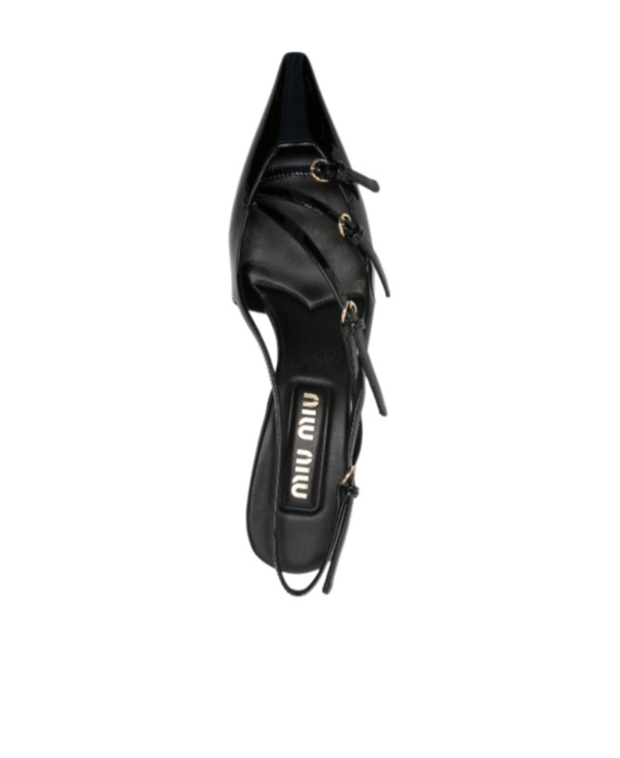 Miu Miu Buckle-embellished Slingback Pumps In Black