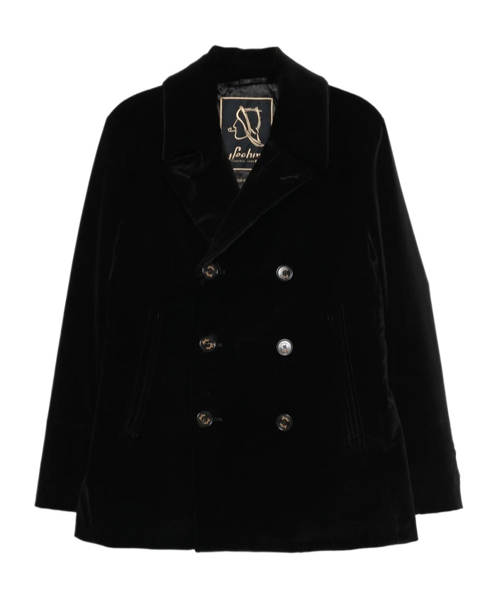 Sealup Double-breasted Coat In Black