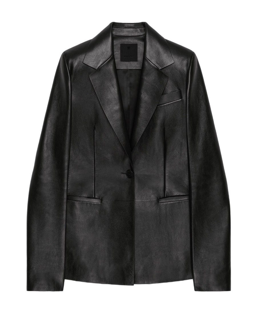 Givenchy Single-breasted Open Leather Jacket In Black