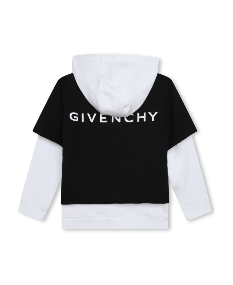 Givenchy Kids Logo Printed Layered Hoodie In Black