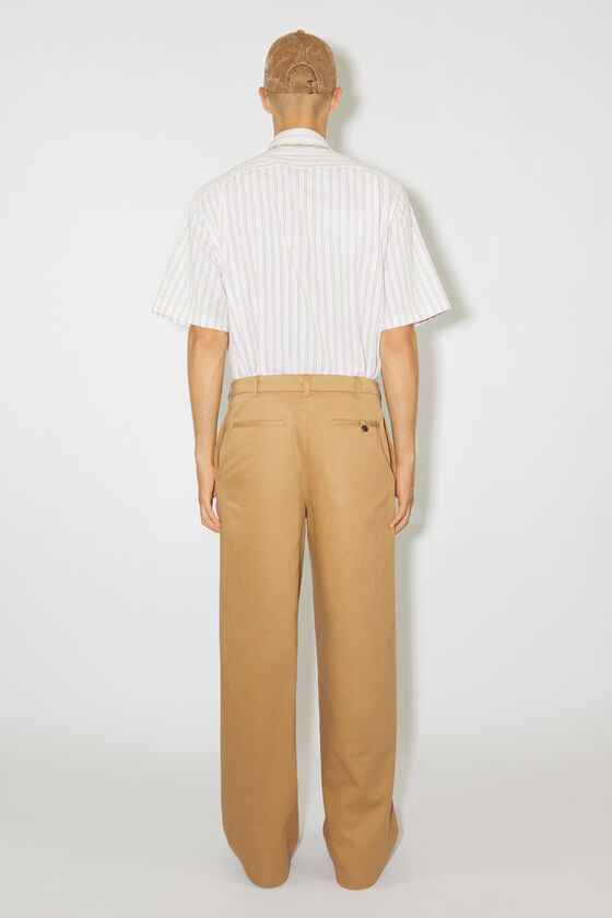 Acne Studios Logo-patch Cotton Straight-leg Trousers In Nude