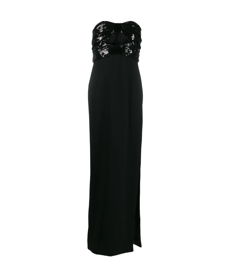 Saint Laurent Sequin-embellished Evening Gown In Black