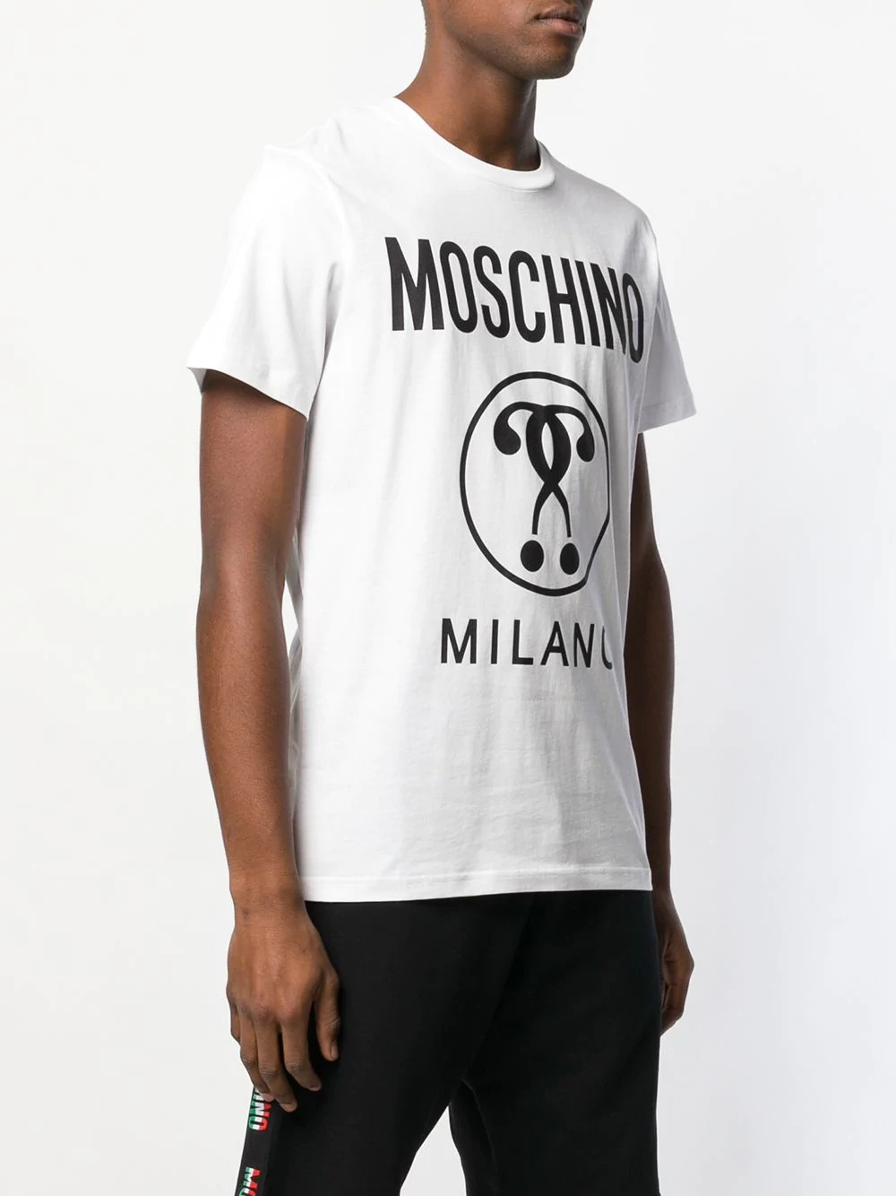 Moschino Cotton T-shirt With Double Question Mark Logo In White