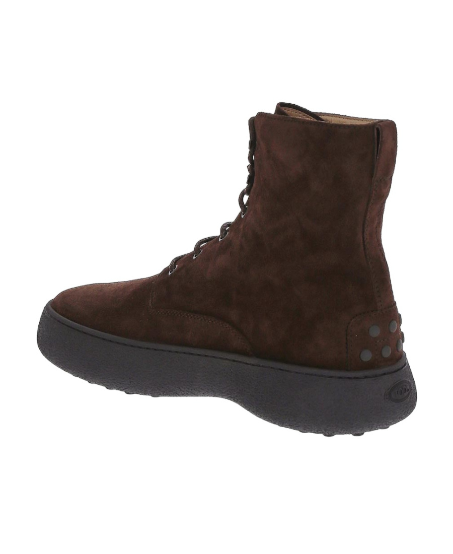 Tod's Striped Suede Ankle Boots With Chunky Rubber Sole For Men In Black