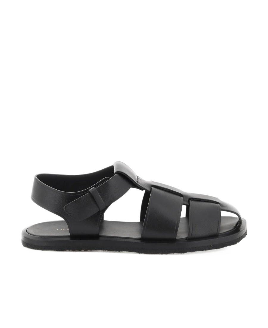 The Row Fisherman Woven Textured-leather Sandals In Black
