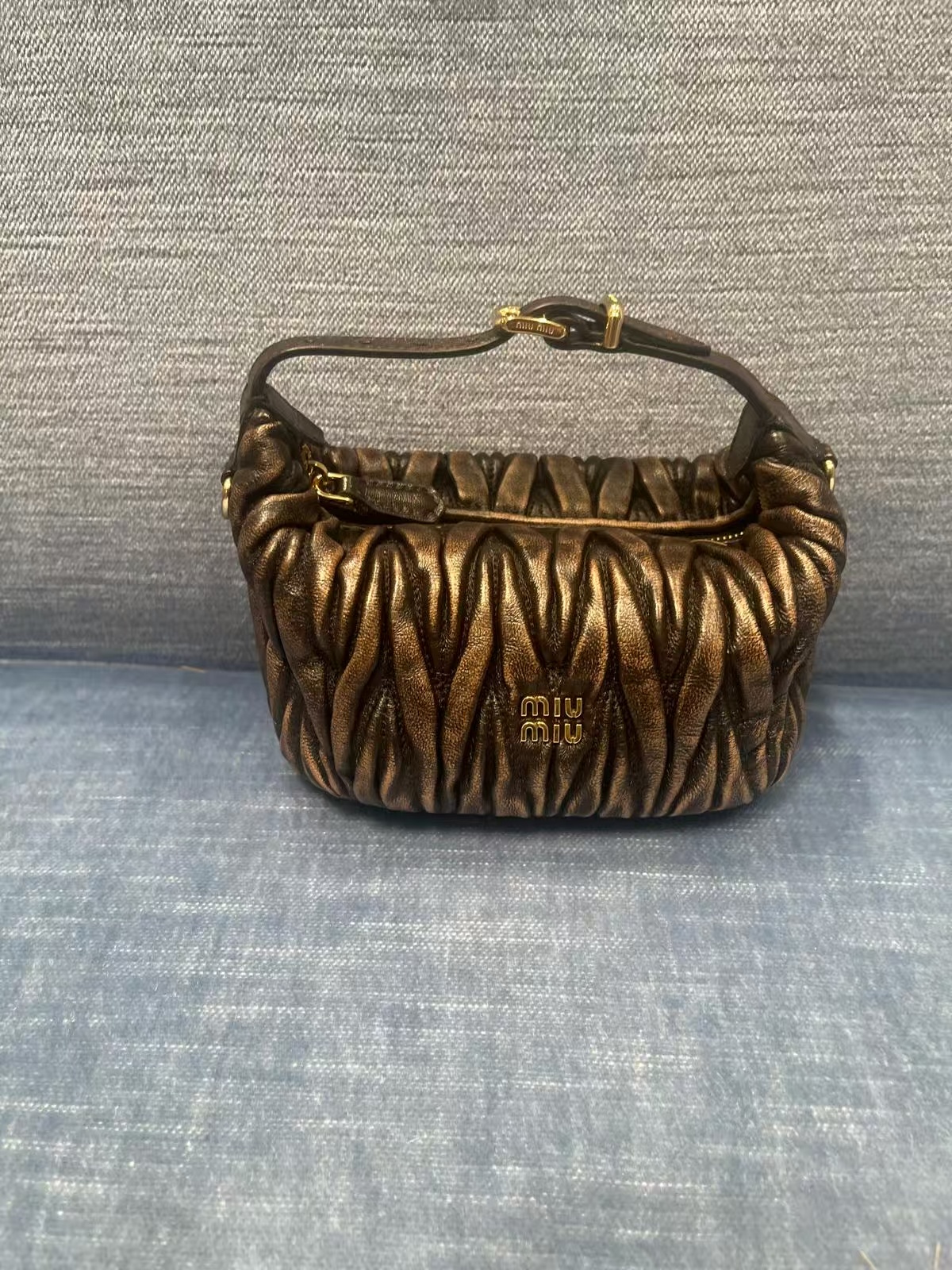 Miu Miu Quilted Nappa Leather Tote In Brown