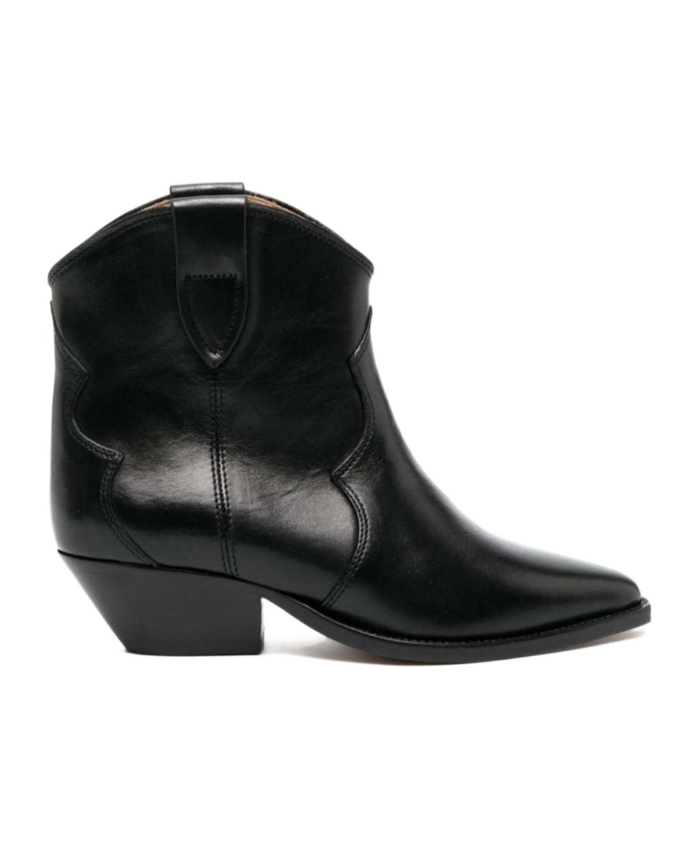 Isabel Marant Women 'dewina' Black Slip-on Ankle Boots With Low Block Heel In Leather Woman In Black