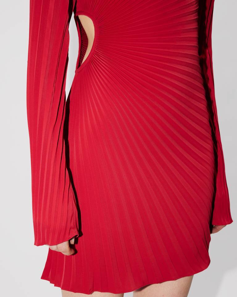 Kenzo Long Sleeved Pleated Skirt In Red