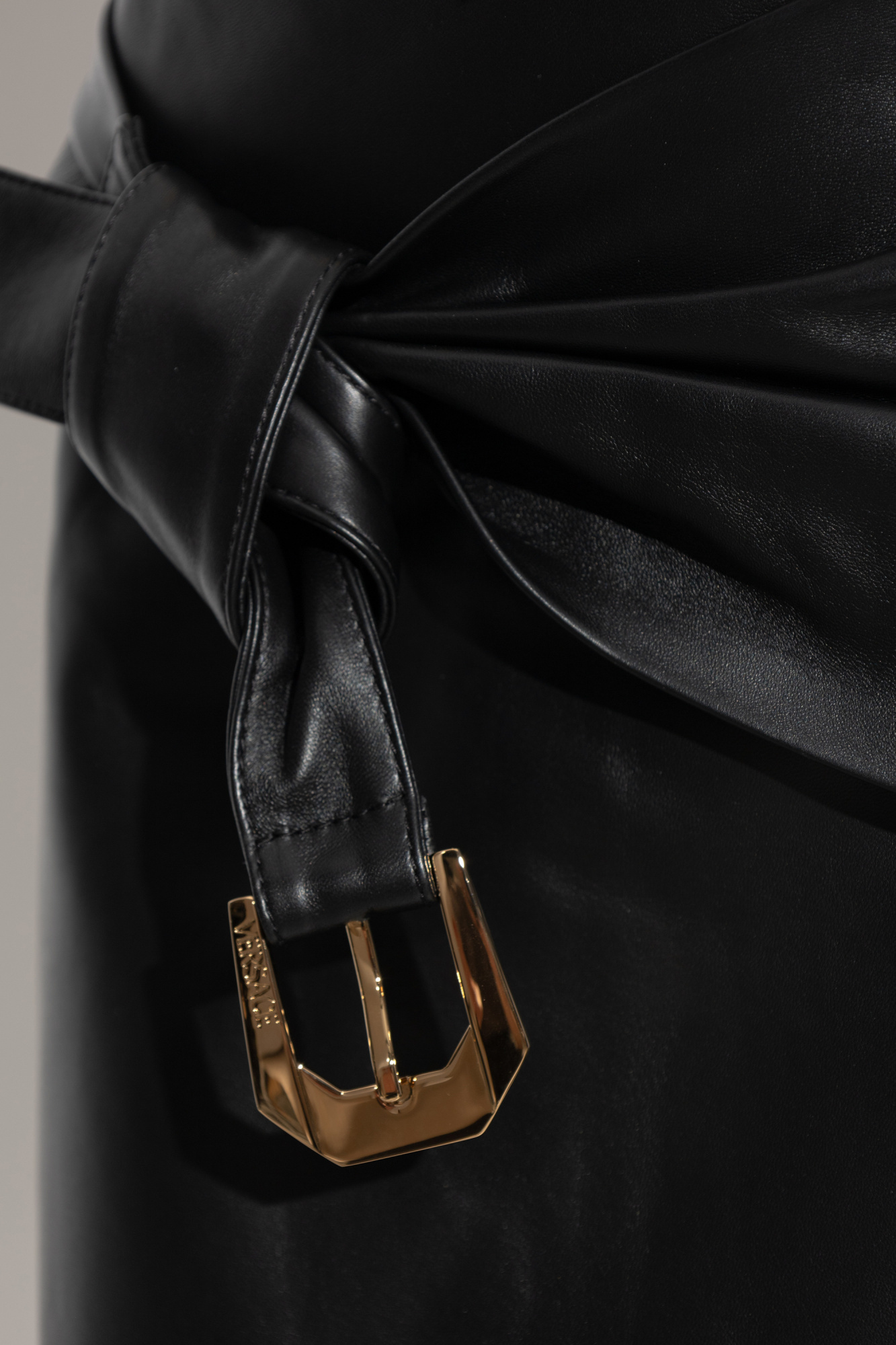 Versace Short Leather Skirt With Belt And Buckle