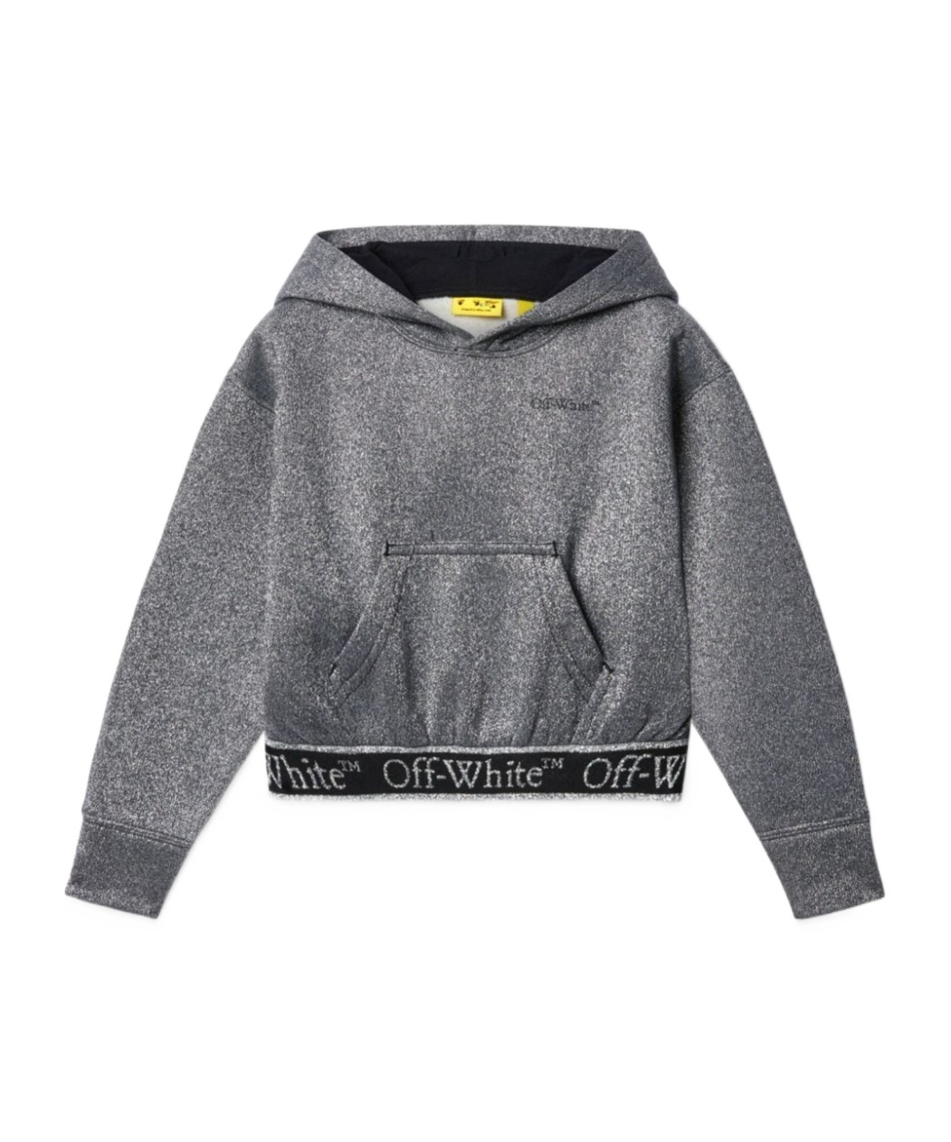 Shop Off-white Bookish Logo Band Metallic Hoodie In Gray