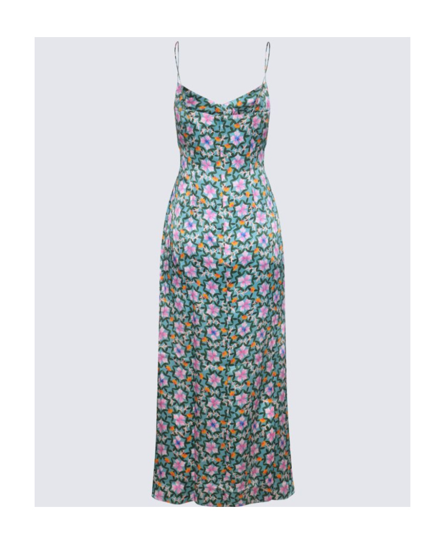 Shop Saloni Floral-print Silk Midi Dress In Green