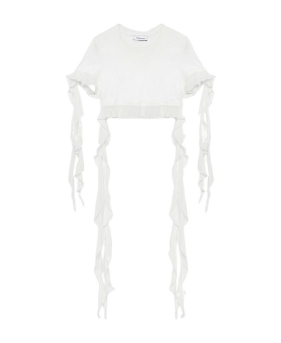 Blumarine T-shirt With Flounces And Ruffles In White