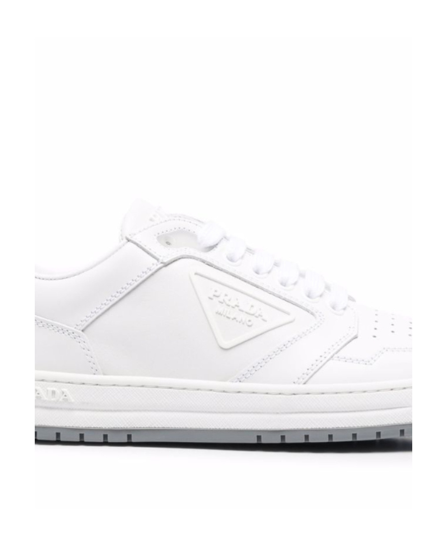 Prada Action Triangle Logo-plaque Low-top Sneakers In White