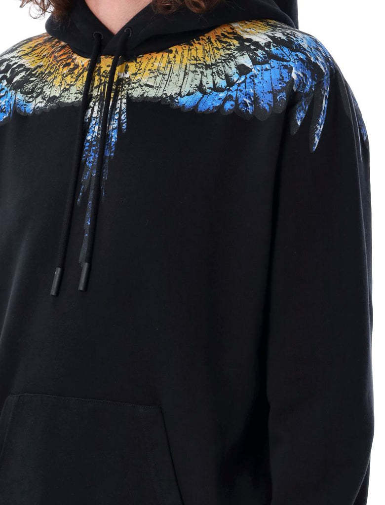 Marcelo Burlon County Of Milan Lunar Wings Organic Cotton Hoodie In Black