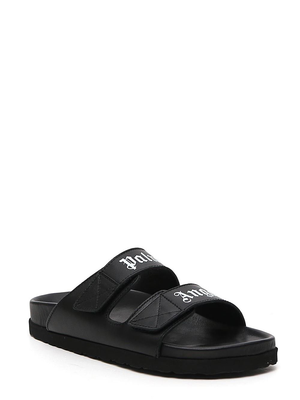 Palm Angels Logo-print Touch-strap Sandals In Black