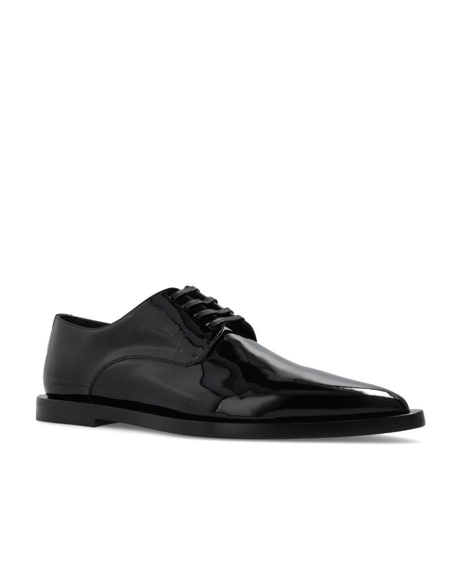 Dolce & Gabbana Leather Pointed Derby Shoes In Black