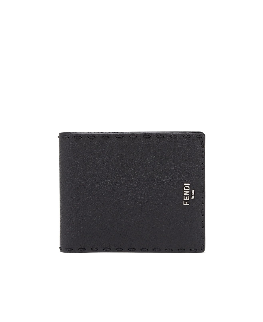 Fendi Logo-lettering Bi-fold Wallet In Black