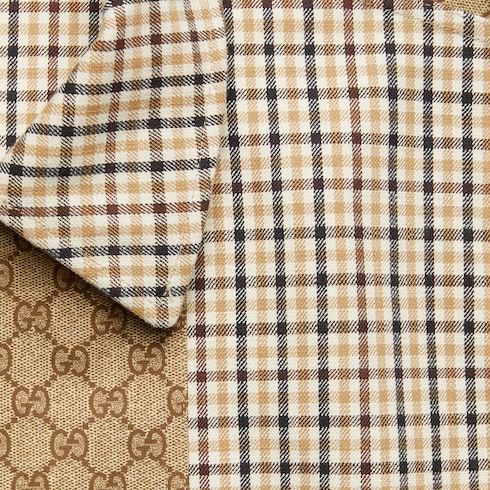 Gucci Gg-canvas Checked Reversible Cotton Jacket In Brown
