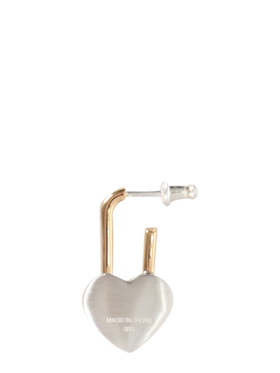 Ambush Heart Padlock Earring In White