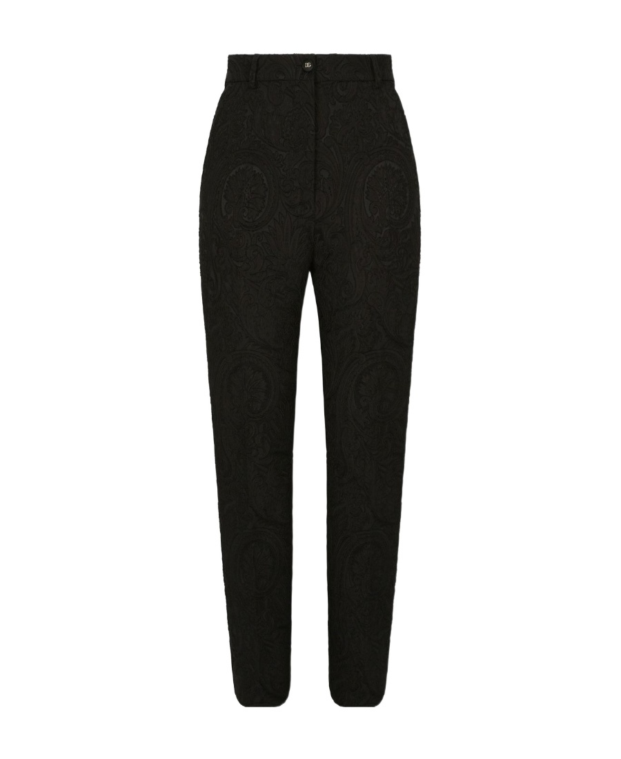 Dolce & Gabbana High-waisted Jacquard Trousers In Black