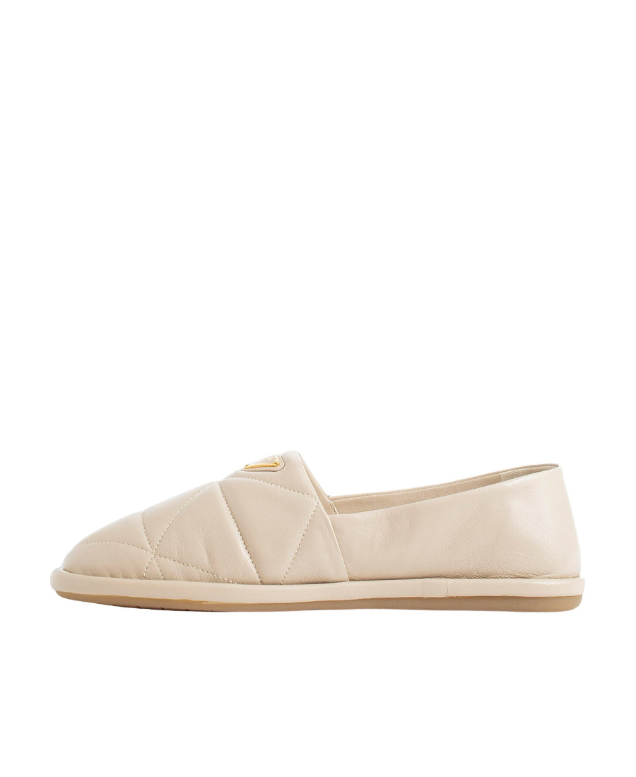 Prada Logo Detail Flat Shoes In Nude