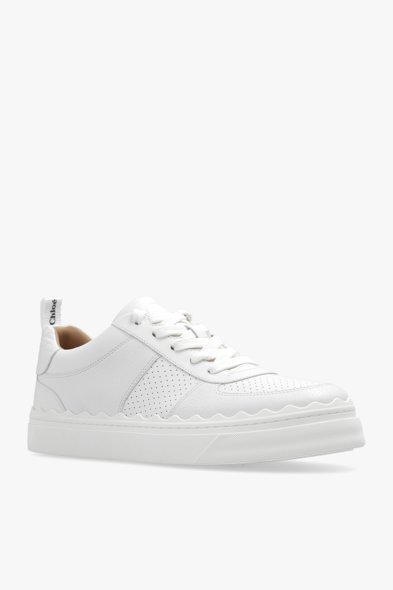 Chloé Lace-up Leather Sneakers In White