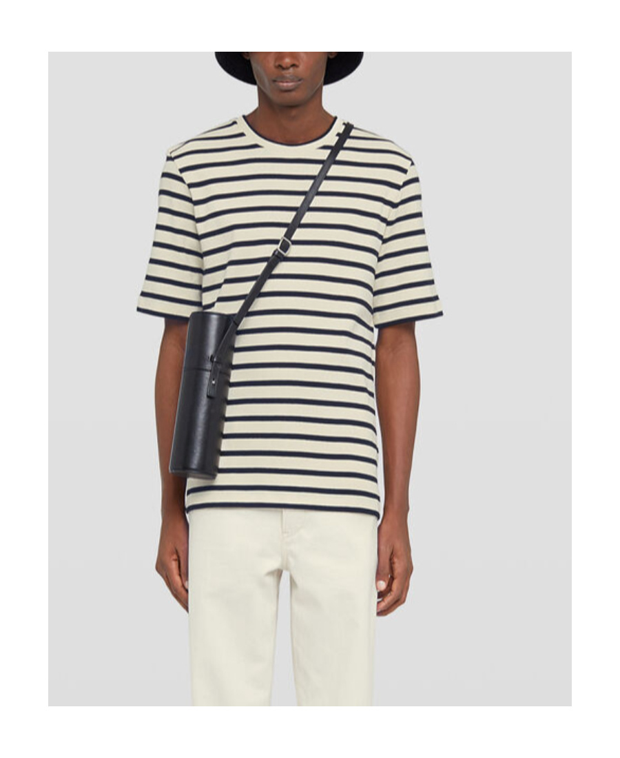 Jil Sander Black And White Striped Short Sleeve T-shirt In Black