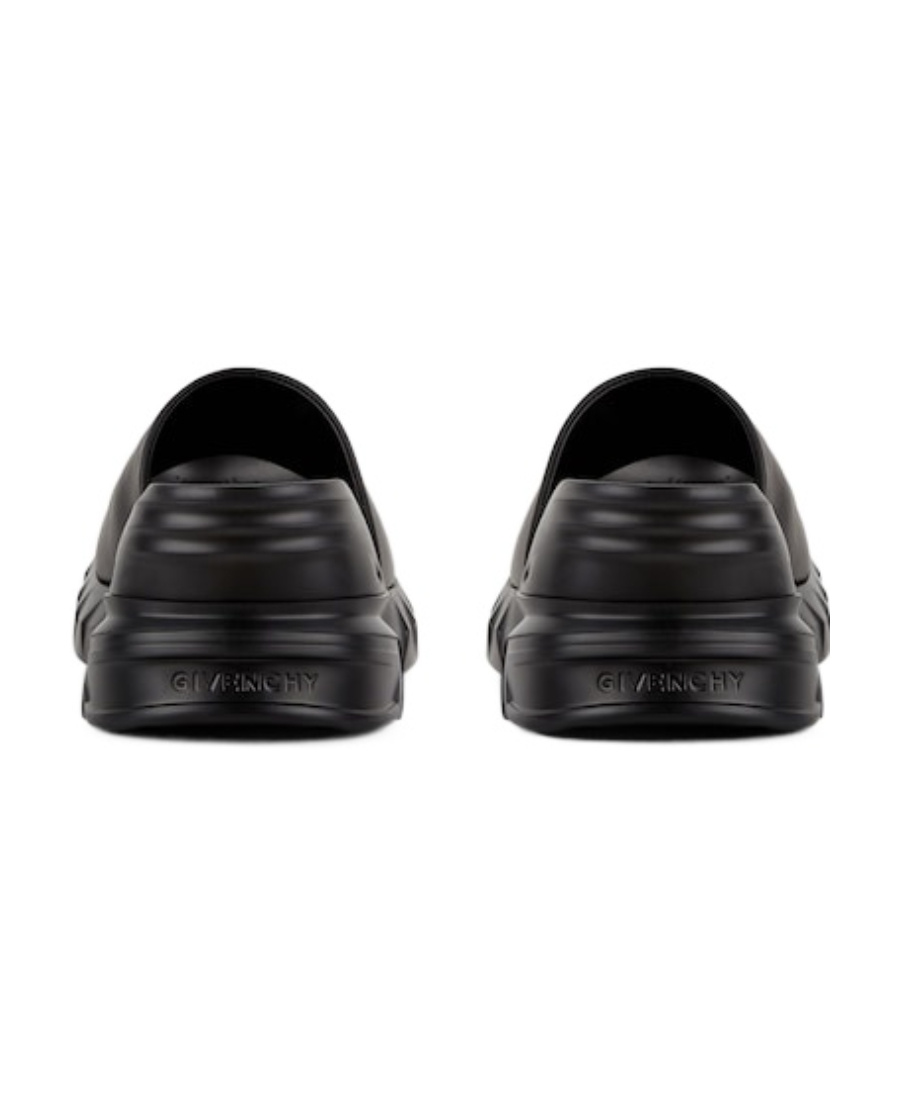Givenchy Marshmallow Logo-debossed Leather Platform Slides In Black