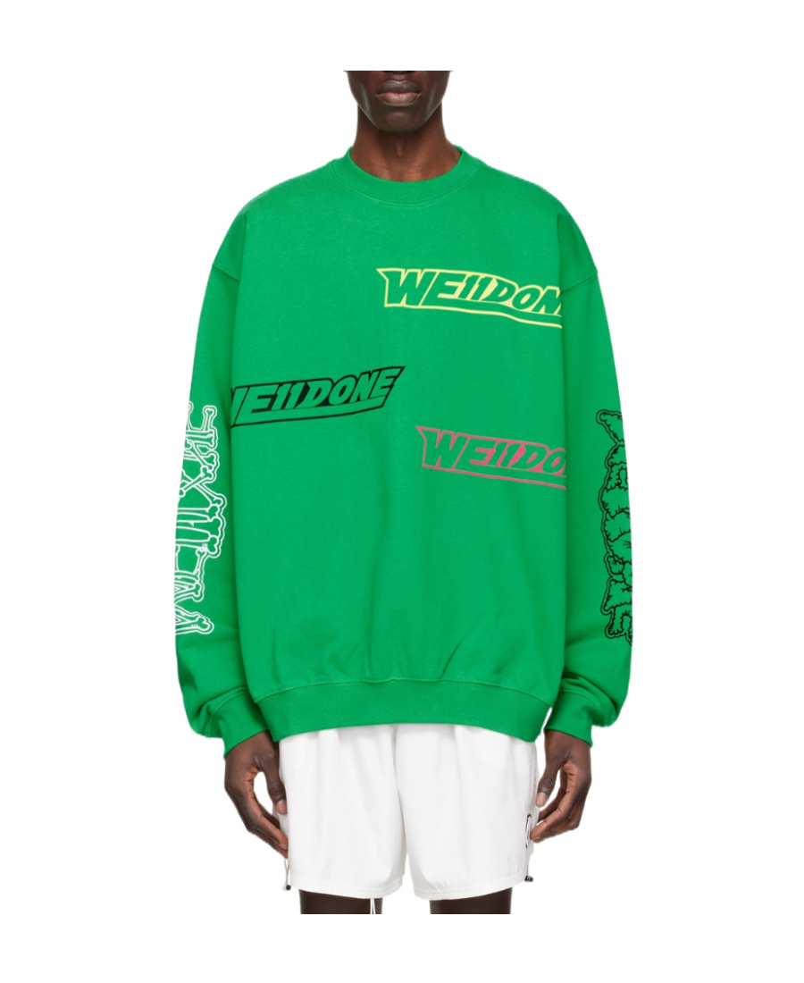 We11 Done Logo Details Hoodie In Green