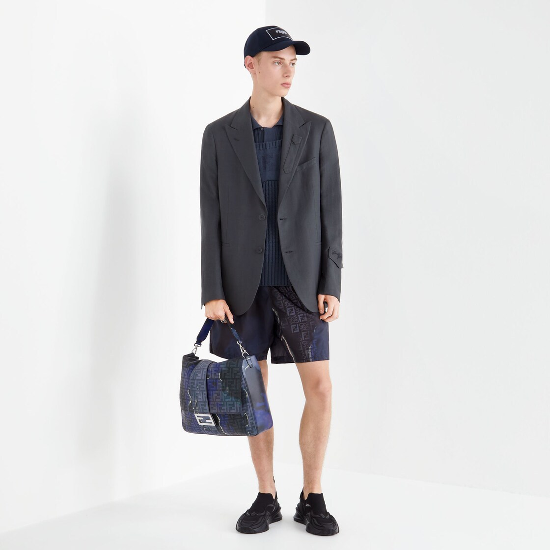 Fendi Slanted Pocket Single-breasted Blazer In Blue