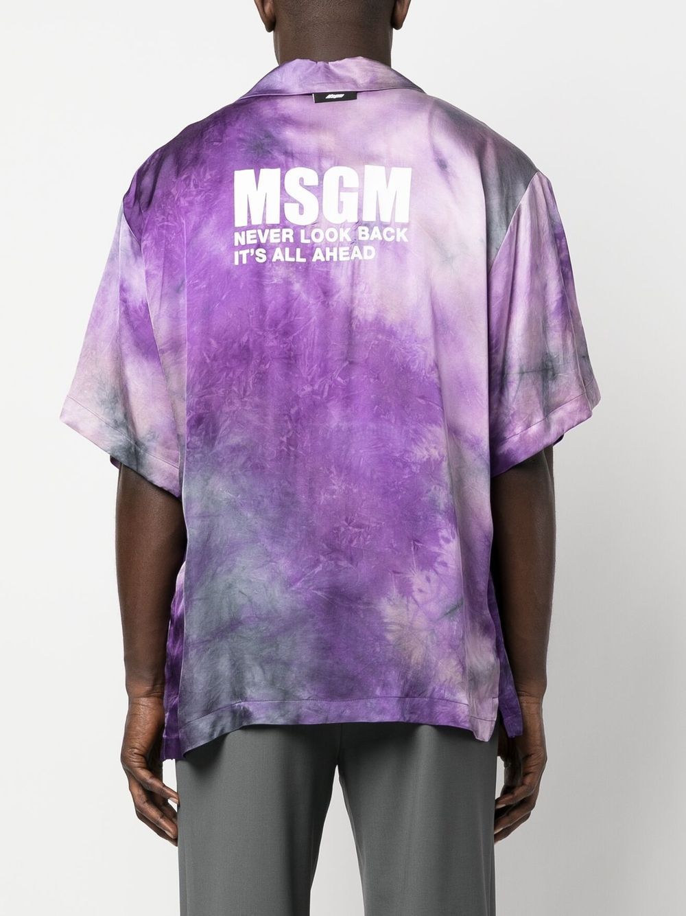 Msgm Logo Printed Collared Button-up Shirt In Purple