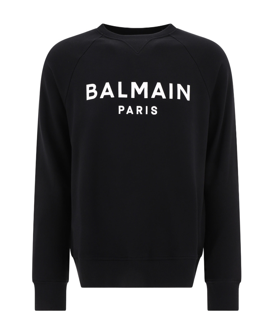 Balmain Logo Printed Cotton Sweatshirt In Black