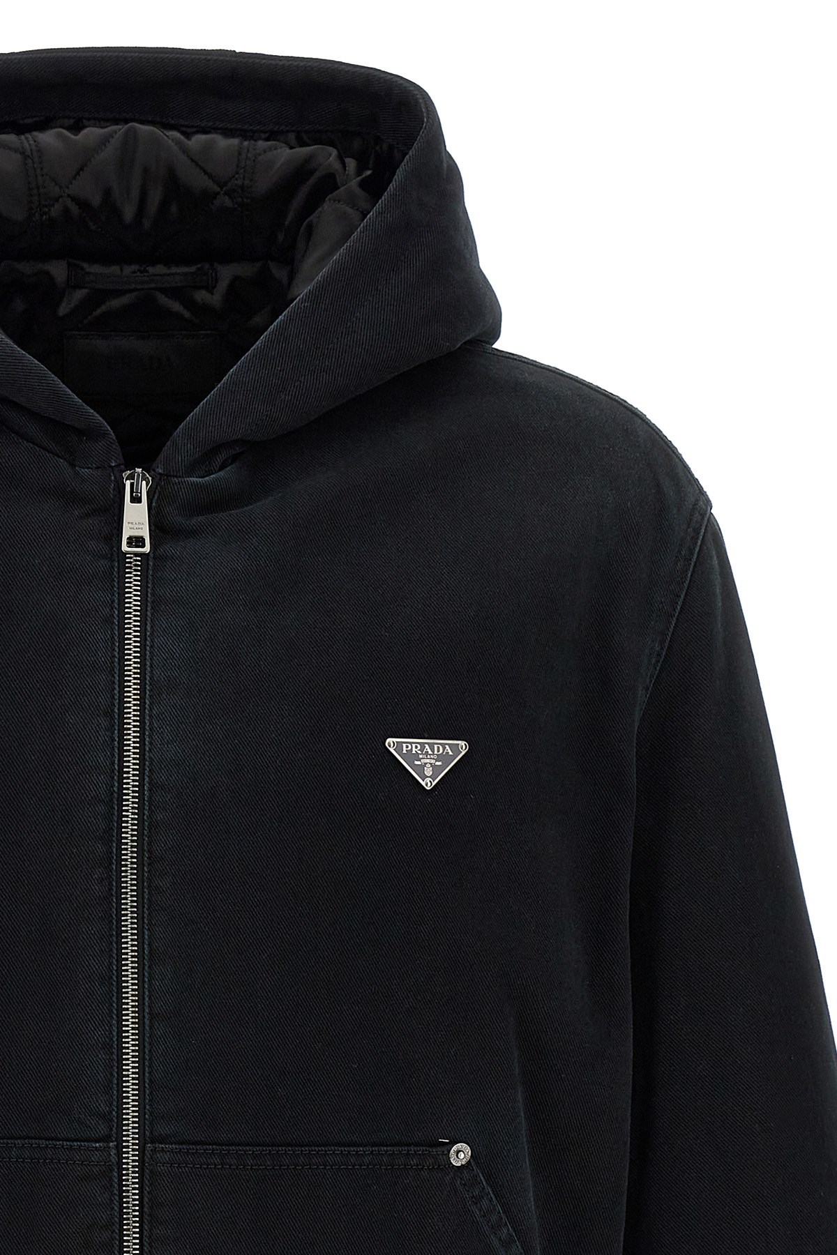 Prada Denim Jacket In Black