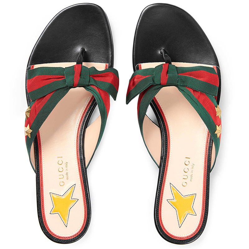 Gucci Rivet Luo Satin Ribbon Clip Toe Cool Drag In Multicolor