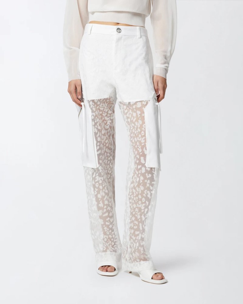 Pinko Printed Transparent Long Trousers In White