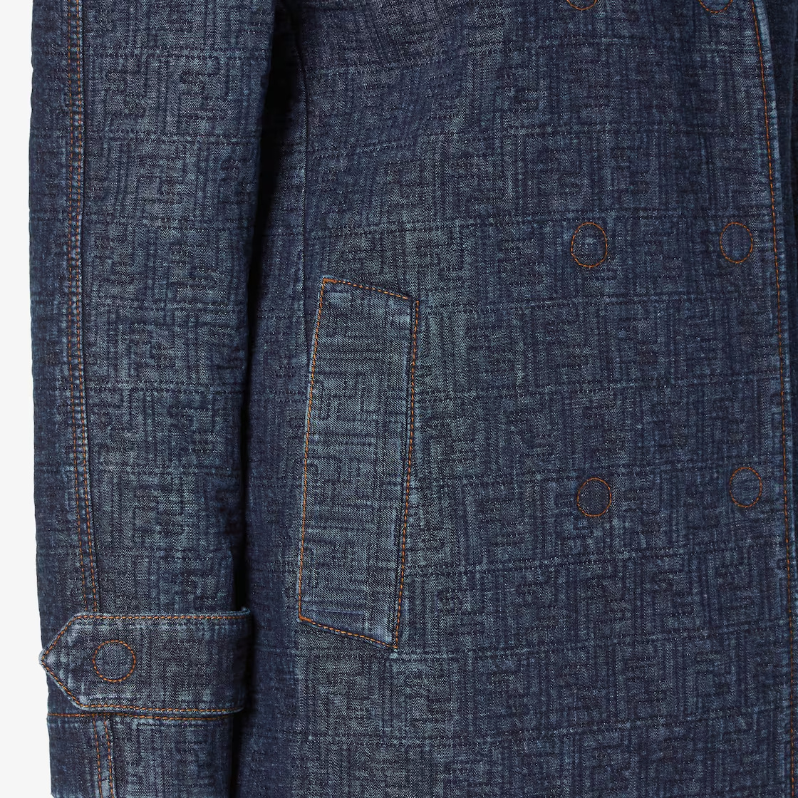 Fendi Ff Denim Cotton Jacket In Blue