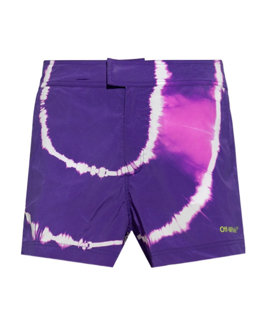 Off-white Tie-dye Printed Shorts In Blue