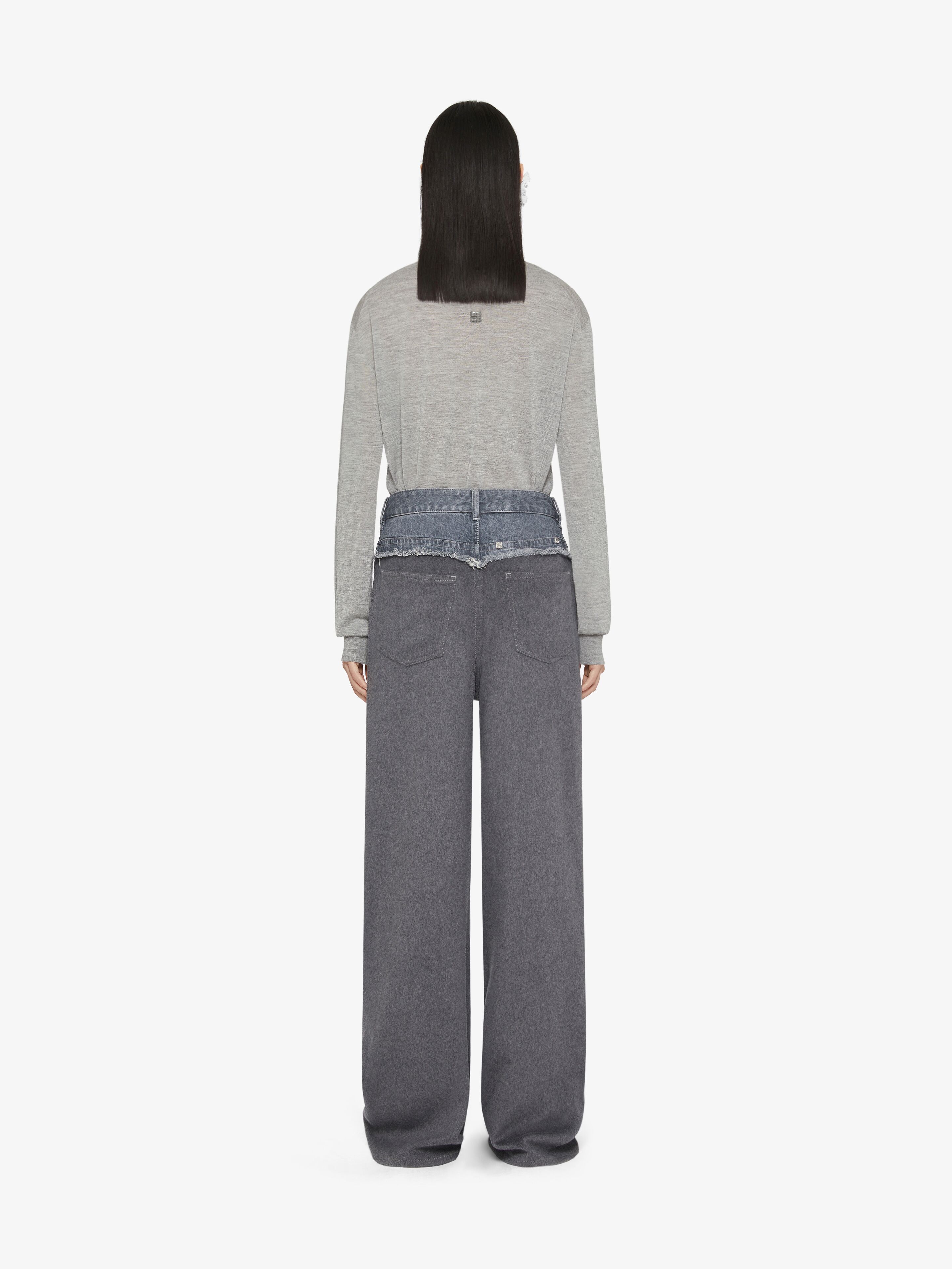 Givenchy Women's Oversized Jeans In Mixed Denim And Flannel In Gray
