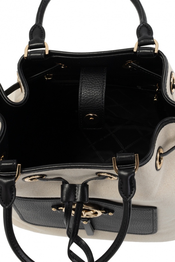 Michael Michael Kors Two-tone Leather-trim Bucket Bag In Nude