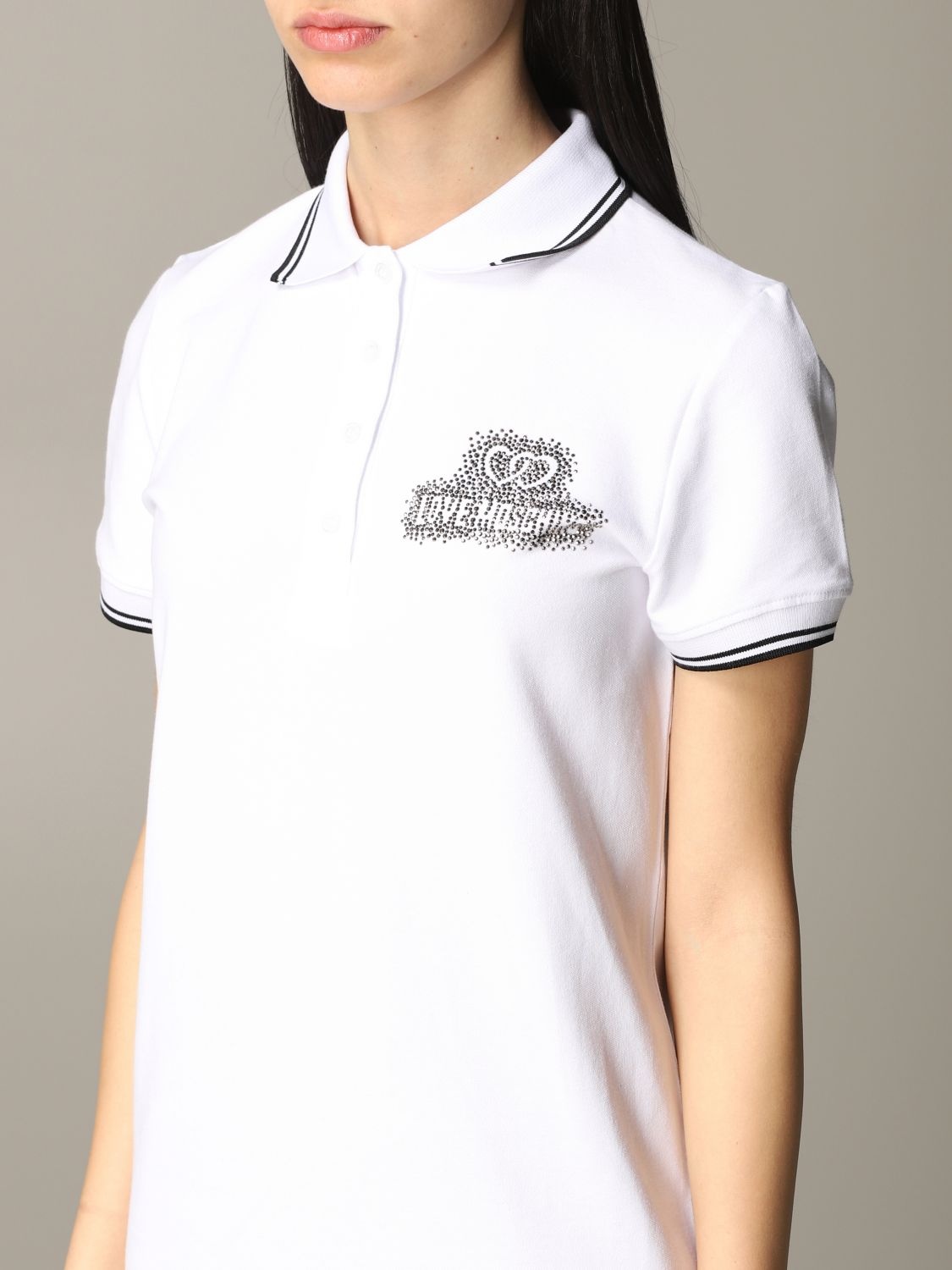 Moschino Polo Collar Short-sleeved Dress In White