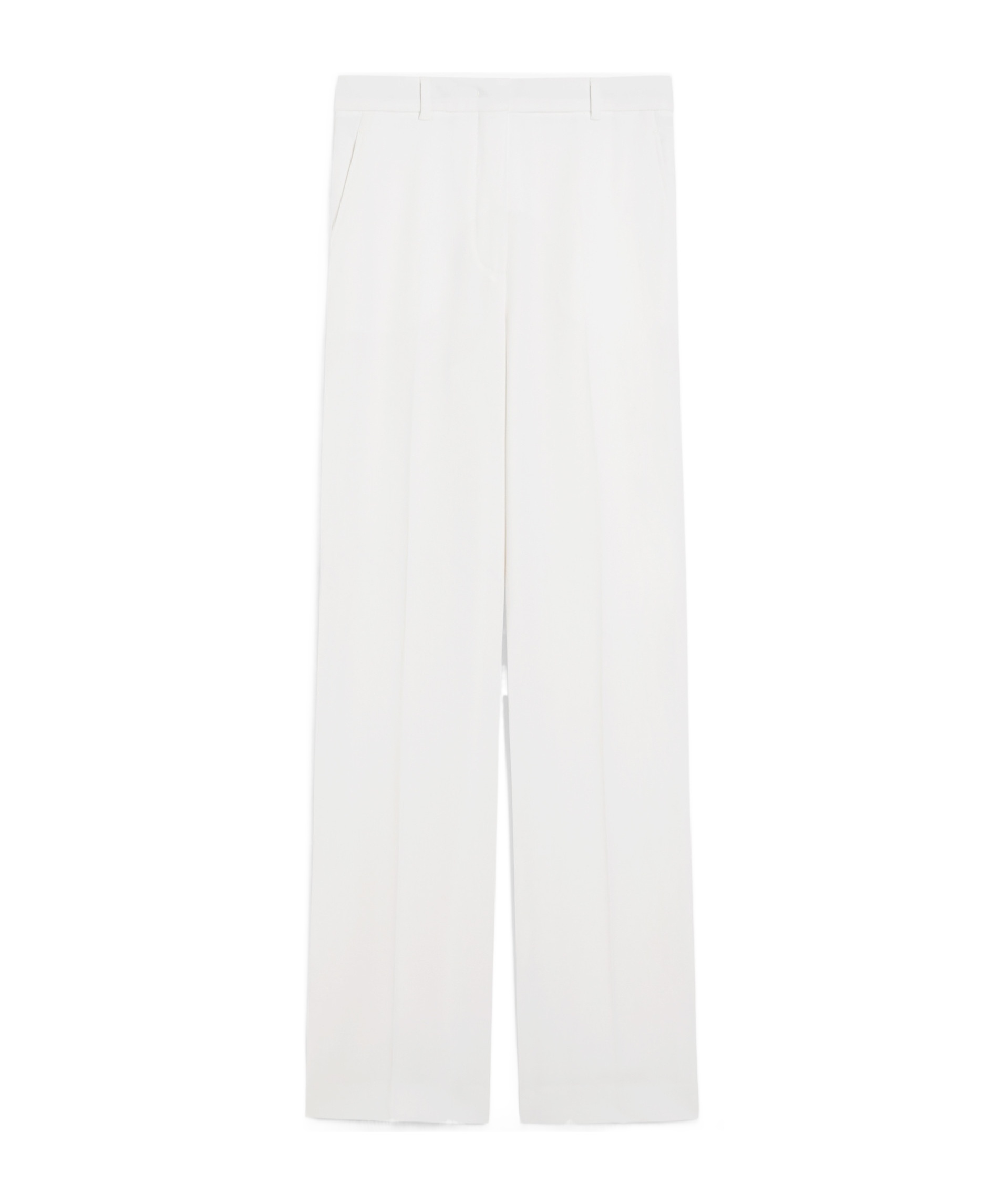 Max Mara Straight Wool Satin Trousers In White