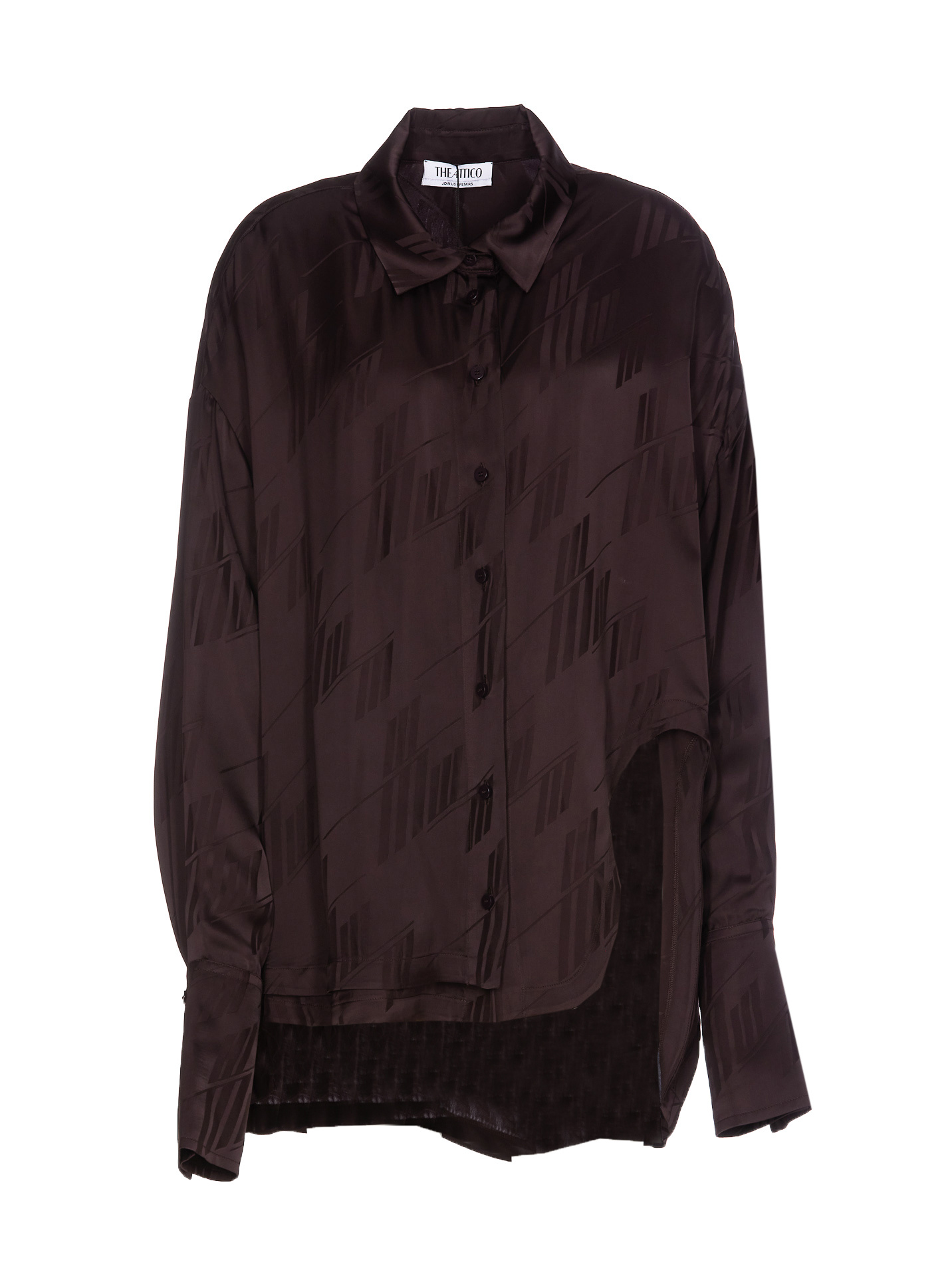 Attico The Woman Shirt Dark Brown Size 2 Viscose In Black