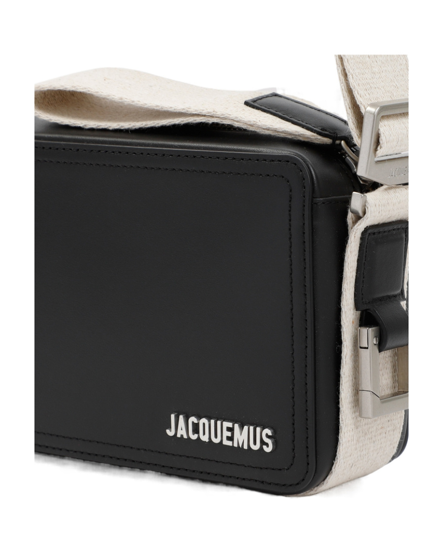 Jacquemus Le Cuerda Canvas-trimmed Leather Messenger Bag In Black