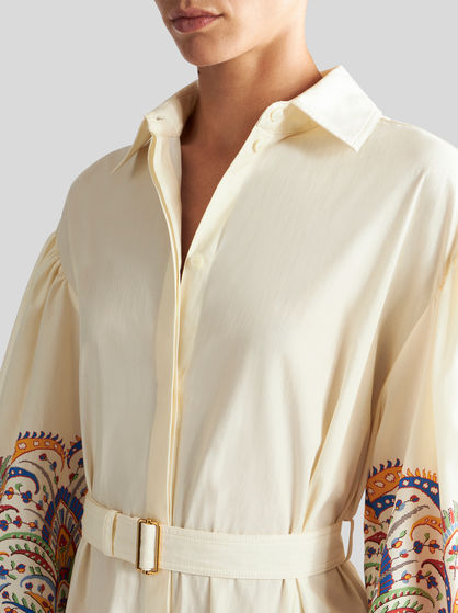 Shop Etro Paisley-print Cotton Shirt Dress In White