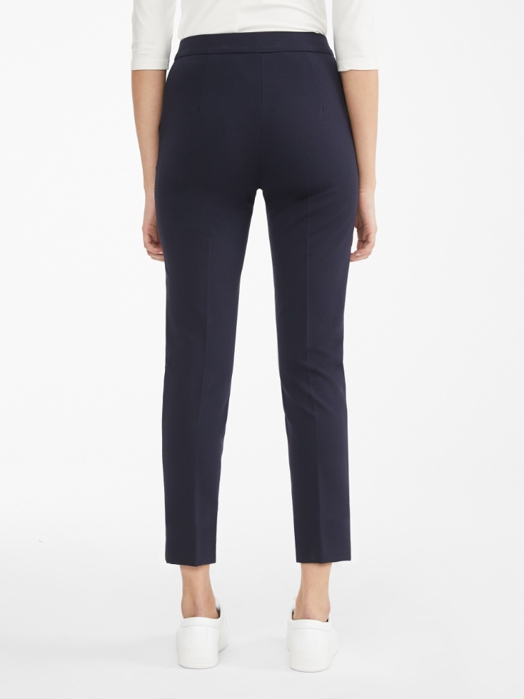 Max Mara Navy Blue Pipe Casual Pants In Blue