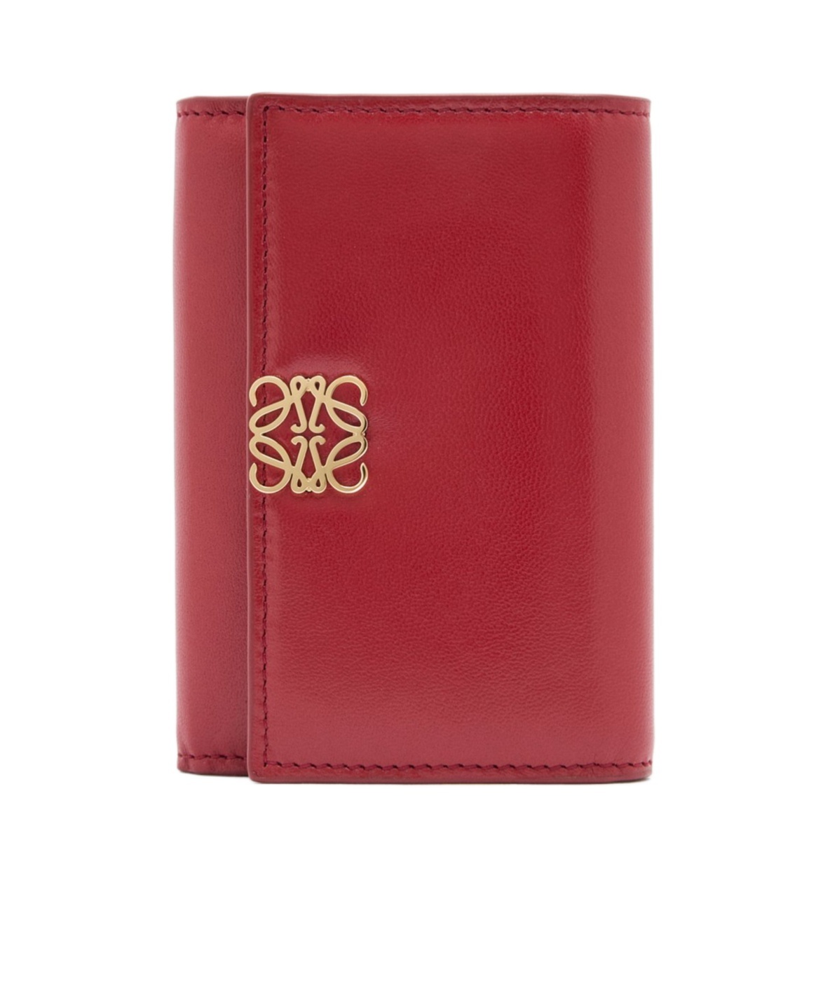 Shop Loewe Puffer Anagram Small Vertical Wallet In Shiny Nappa Calfskin In Red