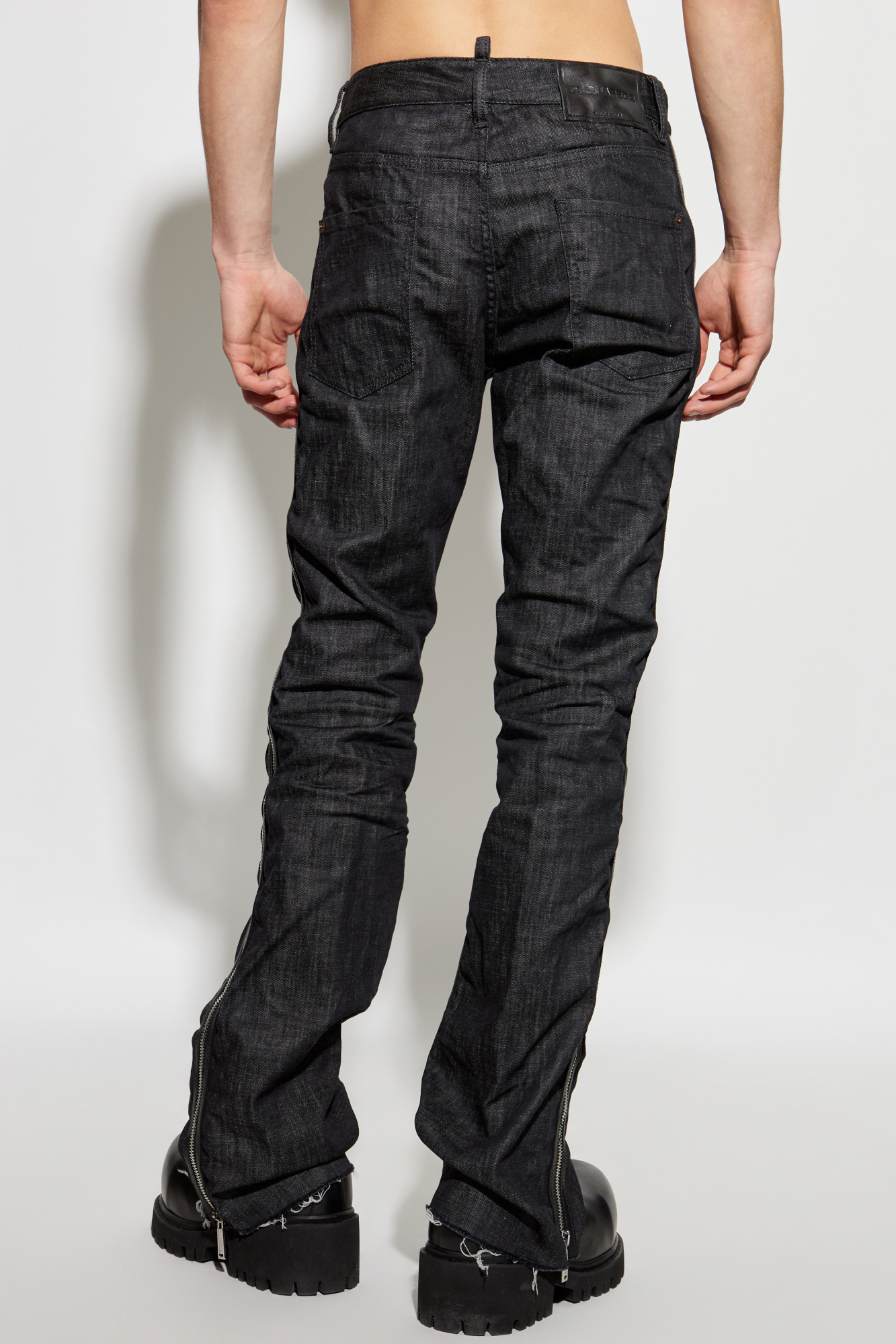 Dsquared2 Zippered Jeans Pants In Black