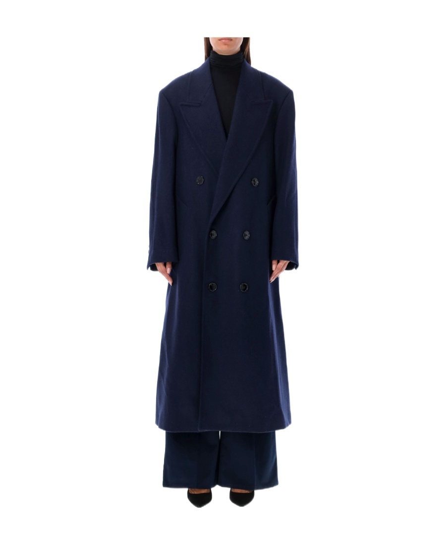Ami Alexandre Mattiussi Ami Double-breasted Long Coat In Black