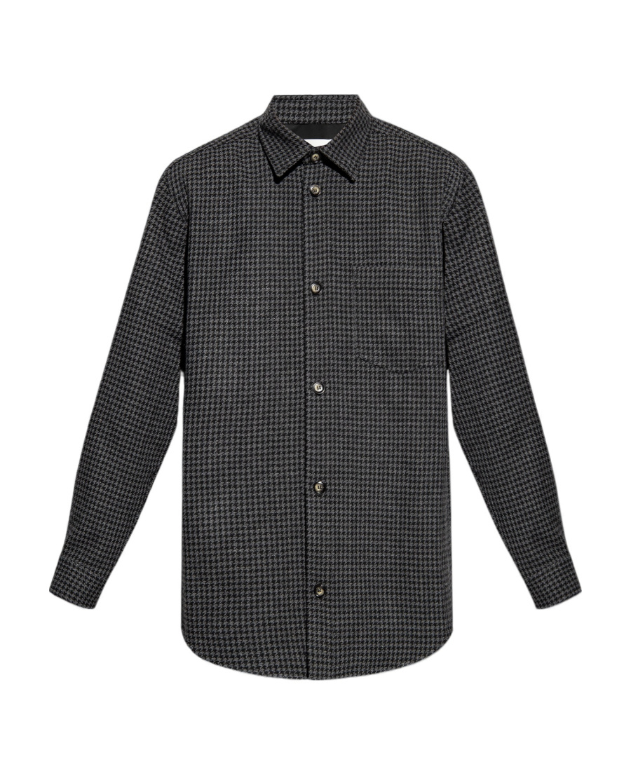 Nanushka Matize Long Sleeve Houndstooth Shirt In Black